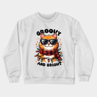 Groovy and Bright Christmas Cat Crewneck Sweatshirt